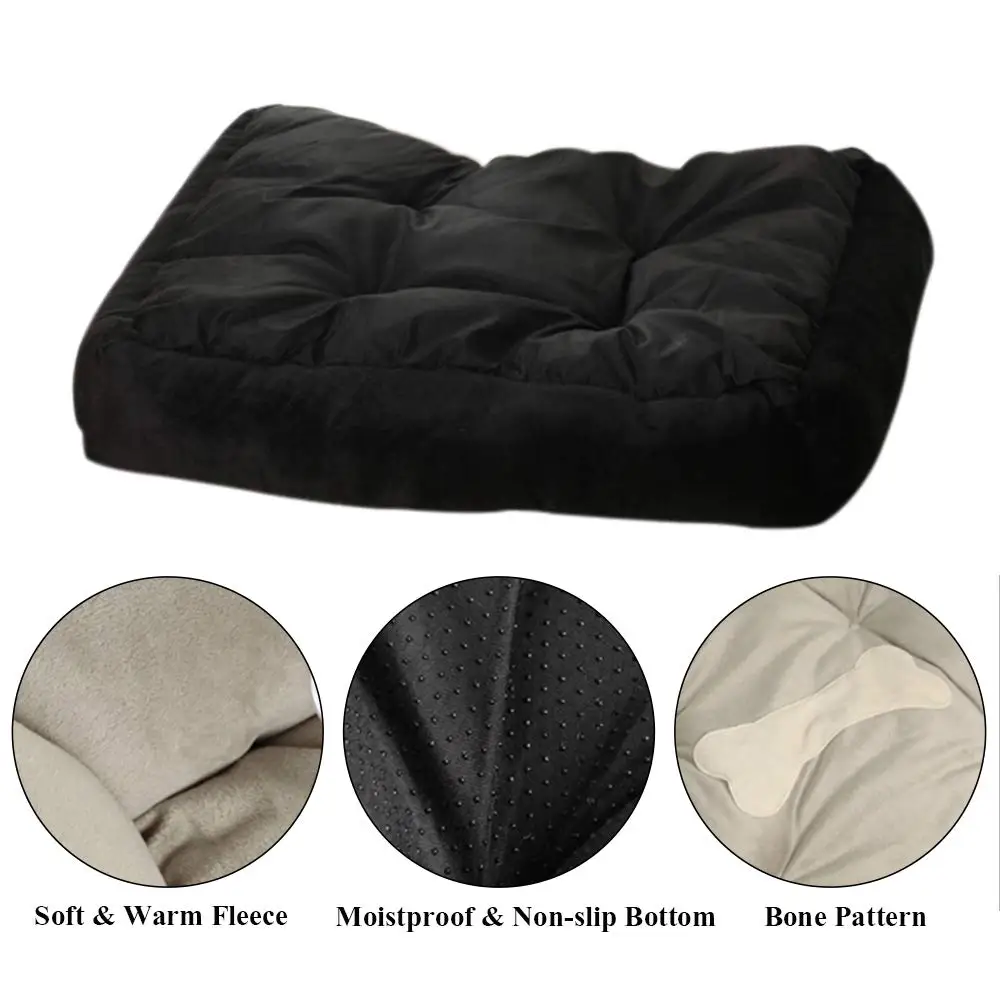 Pet Dog Bed Soft Fleece Warm Kennel Cushion Beds Washable Puppy Cats Comfy and Nonslip Bottom Dog House Mat Blanket with Bone