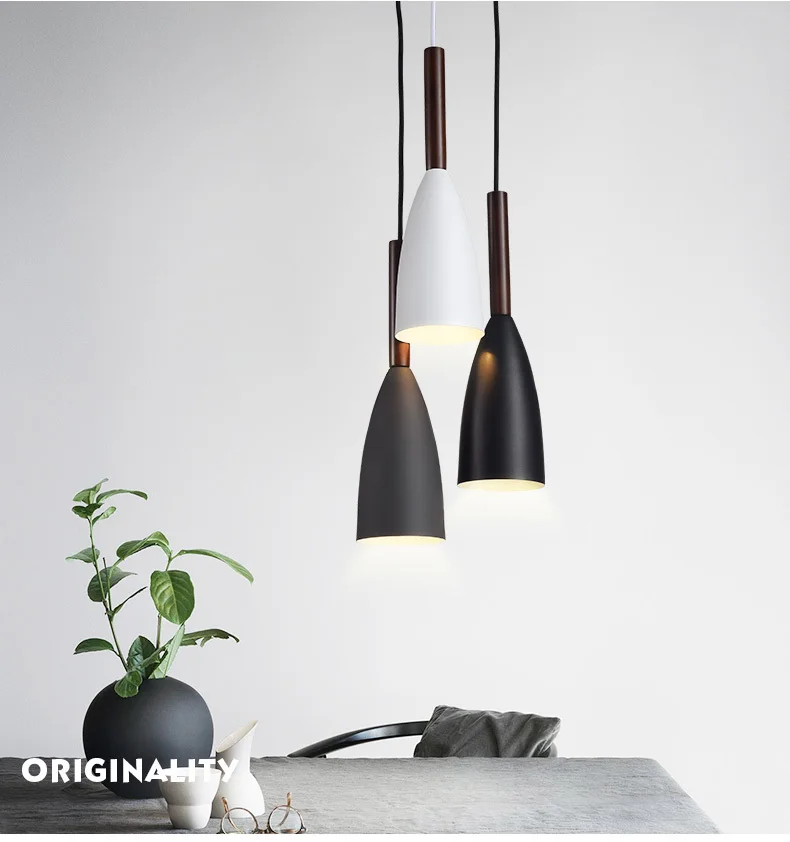 Modern Wood Pendant Lights Drop Aluminum Nordic White Pendant Lamps Hanging Decorative Light For Home Lighting DiningRestaurant  (4)