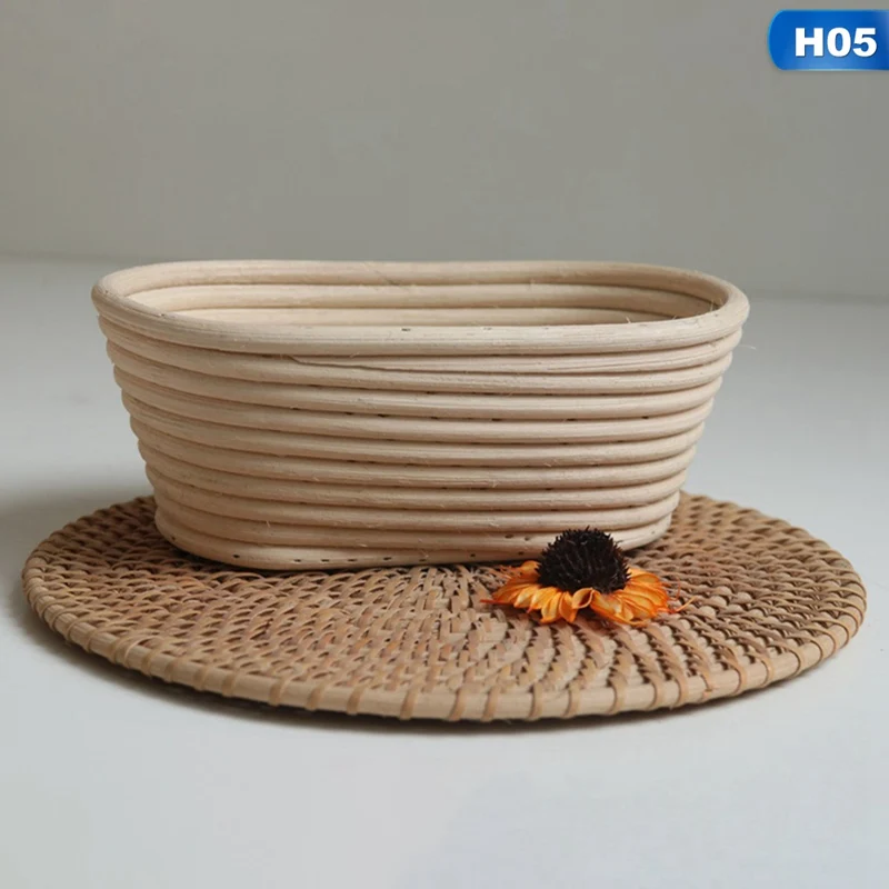 1pcs Round Rattan Bread Proofing Basket With Cover Sourdough Proofing Oval Basket Bread Rising Baskets Bakery
