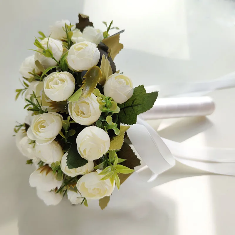 Wedding Bouquet for Bride Bridesmaid Bouquets Ivory Silk Flowers Roses Corsage Bracelet Boutonnieres Wedding Accessories Mariage wedding bouquets,artificial rose flowers,wedding flower decoration