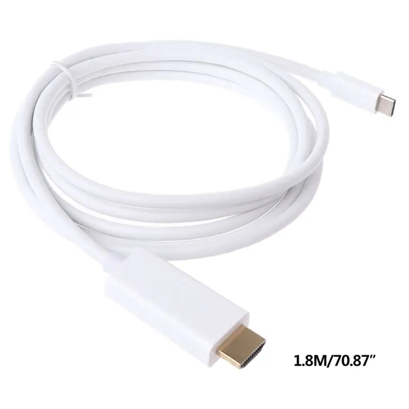 1,8 м высокоскоростной Тип C к HDMI видео и аудио адаптер конвертер кабель для Macbook Мобильные телефоны Samsung проекторы аксессуары - Цвет: Белый