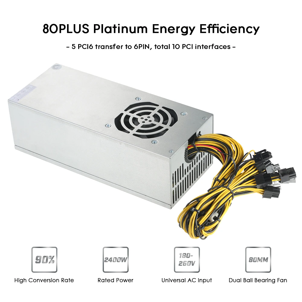 

Hot 90% Efficiency 2400W 180-260V Switching Server Power Supply Mining Machine Power Source for bitman bitcoin Ethereum S9 S7 L3