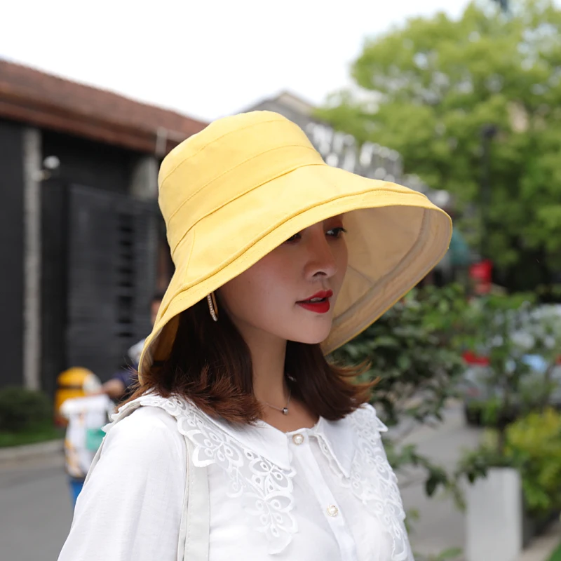 Double Side Womens Sun Women Bucket Hats 22 Colors Wide Brim Visor Hats Lady Sunbonnet Fedoras