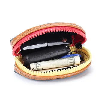 

Fashion Leather Zipper Mini Zero Wallet Soft Leather Coin Bag Headset Head Leather Loose Wallet Coin Purse Multi-function