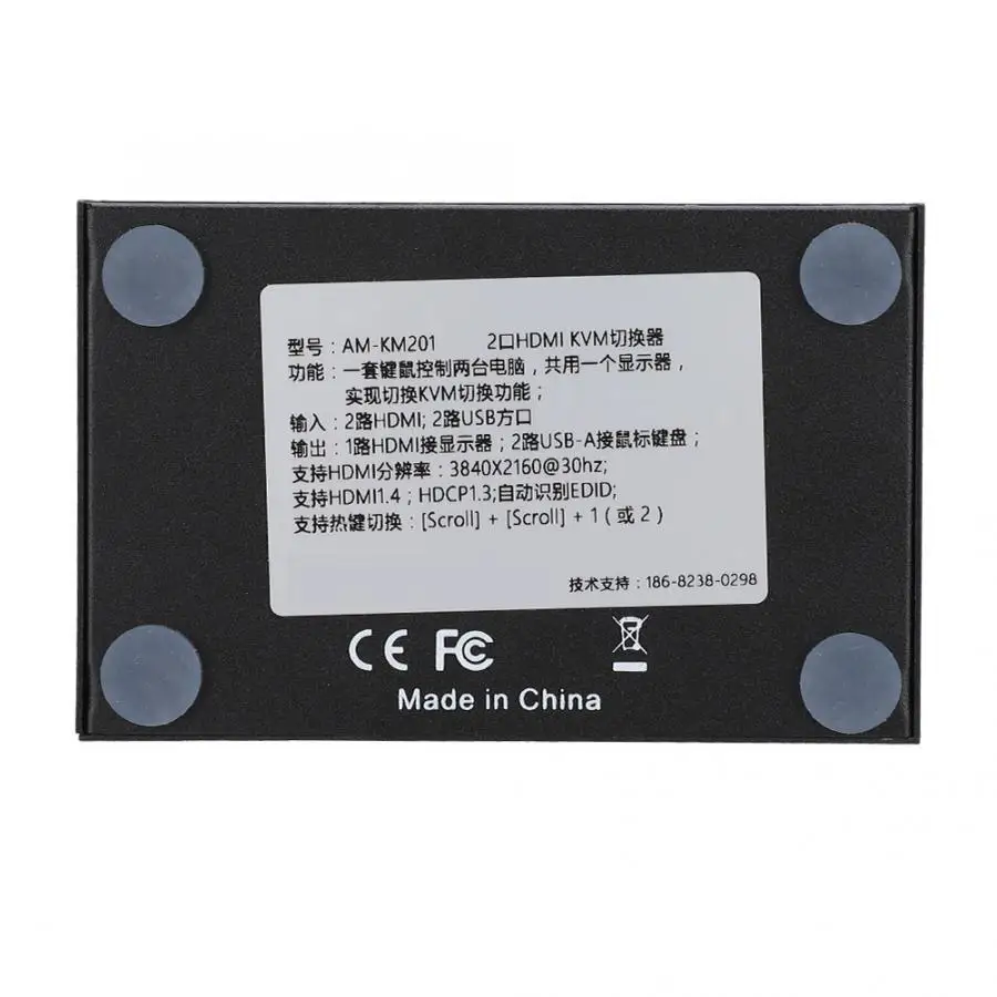 AM-KM201 2-в-1-выход HDMI KVM переключатель двойной монитор удлинитель двойной молнии сплиттер 3840*2160 30 Гц KVM переключатель