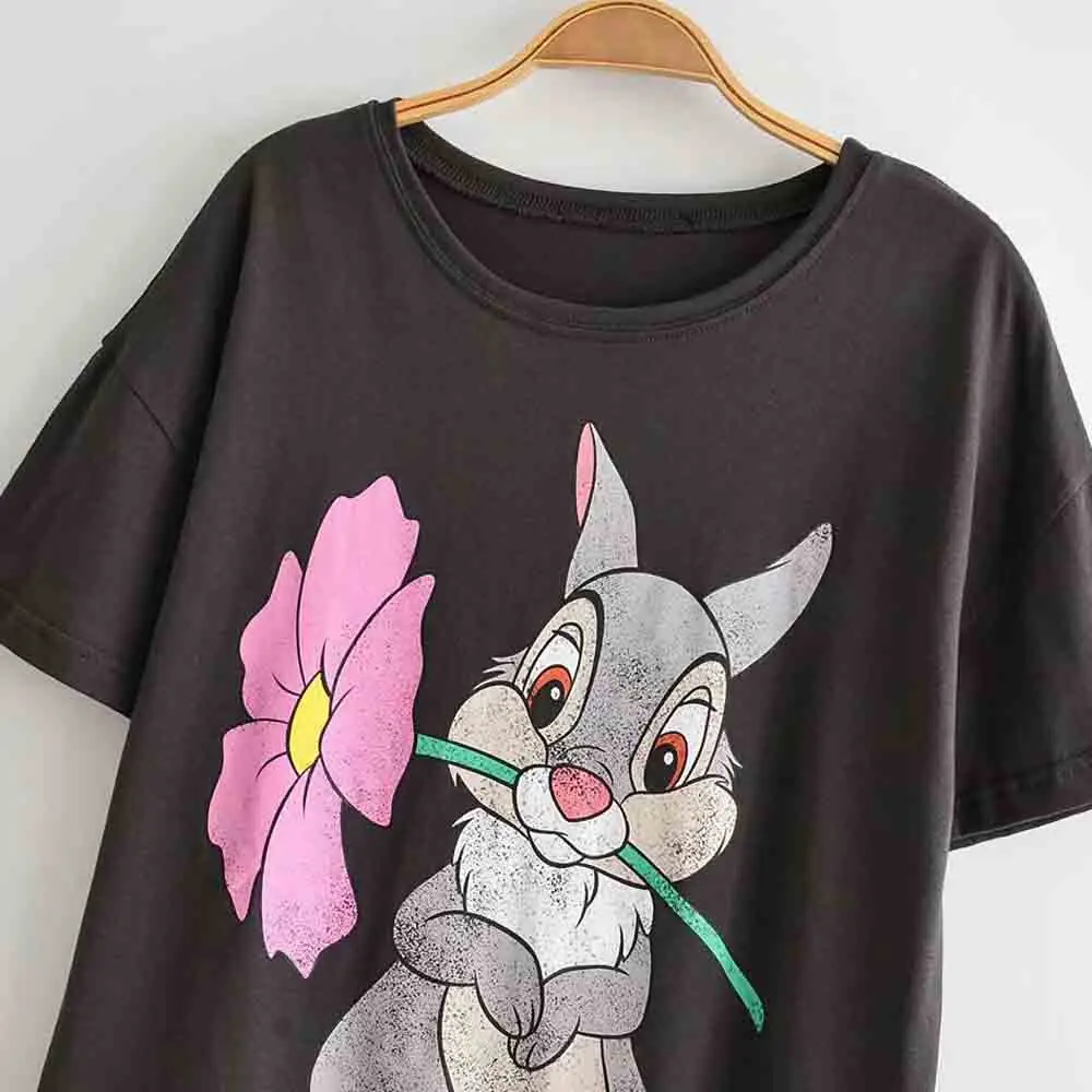 Стильная женская футболка с рисунком кролика Диснея Bambi Повседневный пуловер
