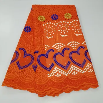 

orange swiss voile lace in switzerland 100%cotton fabric dubai fabric fashion style 2020 high quality african cotton lace 5yards
