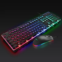 Hxsj V300Y набор английской клавиатуры и мыши 104 клавишная цветная подсветка Проводная клавиатура RGB мышь 1600 dpi офисная игра ПК ноутбук