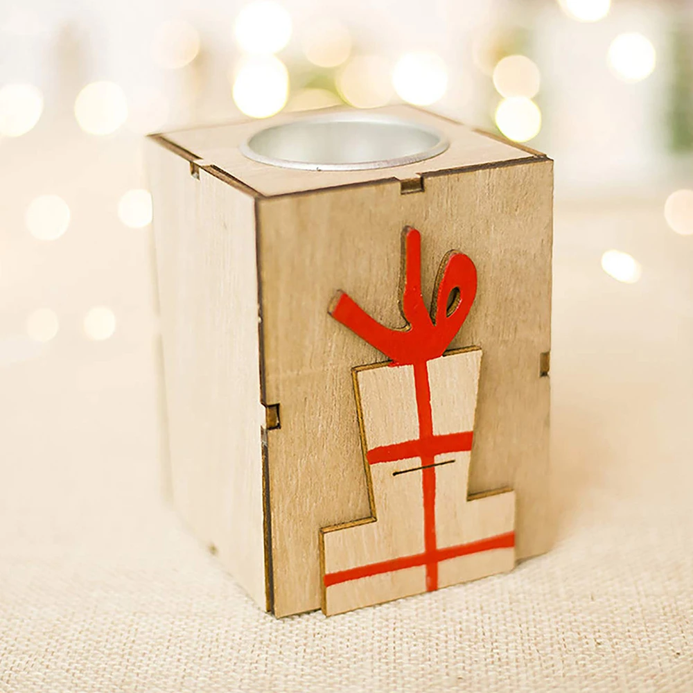

1/4Pcs/pack Christmas candle with LED Christmas candle light Home Wooden Tealight Candle Holders Set for Wedding Decoration