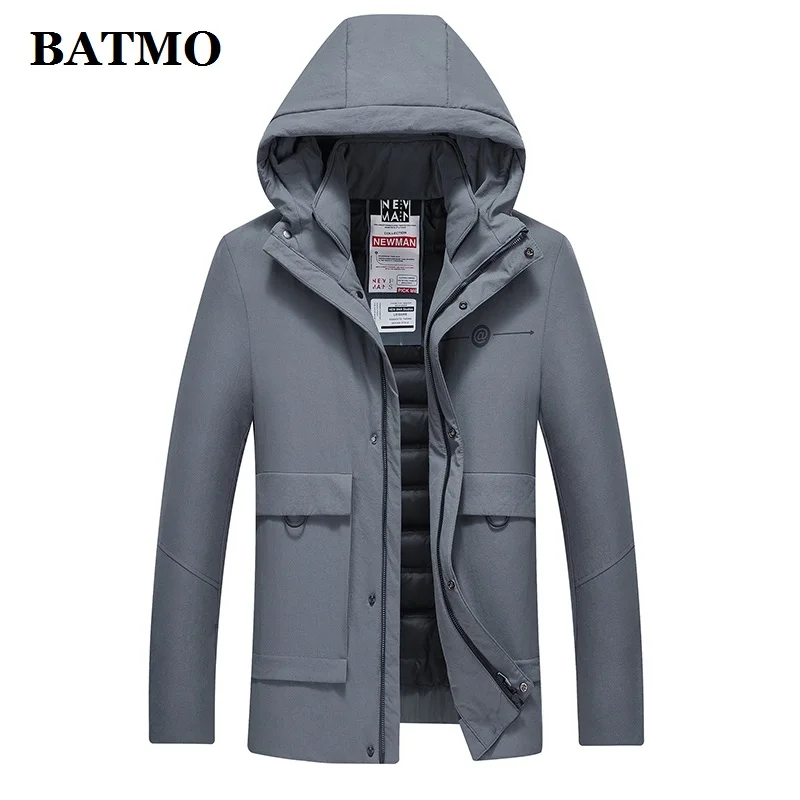 BATMO мужская куртка с капюшоном на 80% белом утином пуху Мужская толстая пуховая