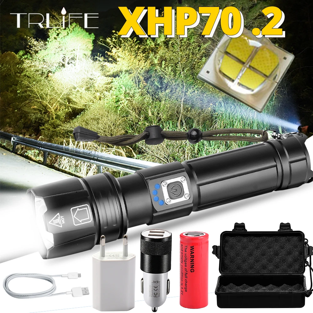 Ultra Powerful XHP70.2 LED Flashlight USB Rechargeable Tactical Lamp Zoom Torch Ultra Powerful XHP70.2 LED Flashlight USB Rechargeable Tactical Lamp Zoom Torch
