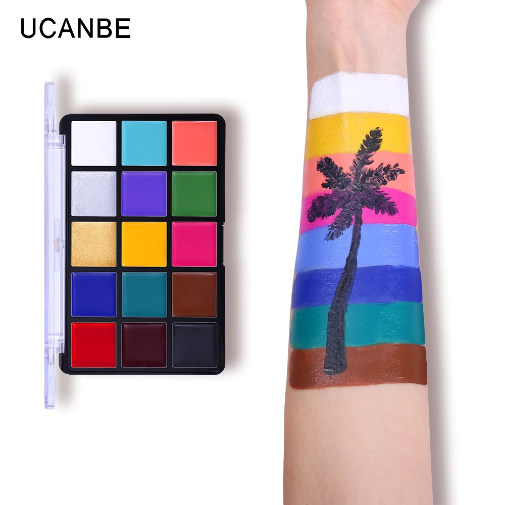 

UCANBE Face Body Painting Oil Safe Kids Flash Tattoo Painting Art Christmas Halloween Party Makeup Fancy Dress Beauty Palette