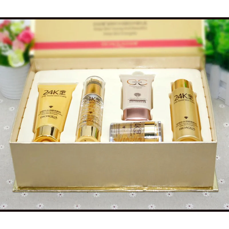 Набор косметики для ухода за кожей BIOAQUA 24K Golden увлажняющий отбеливающий крем кожи