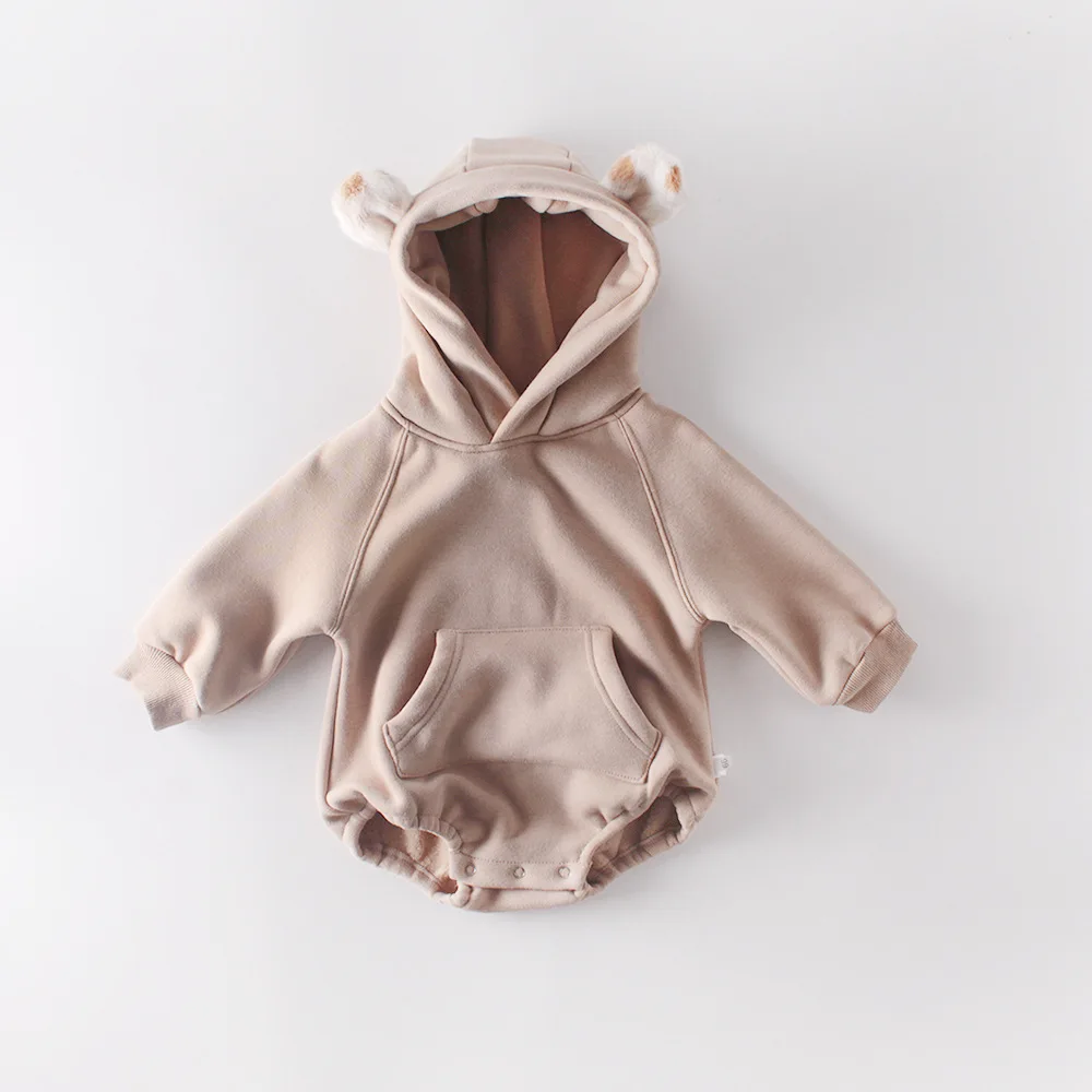 Новинка; Детский комбинезон с рисунком; костюм с капюшоном для маленьких девочек; Комбинезон для маленьких мальчиков на раннюю зиму; одежда для малышей
