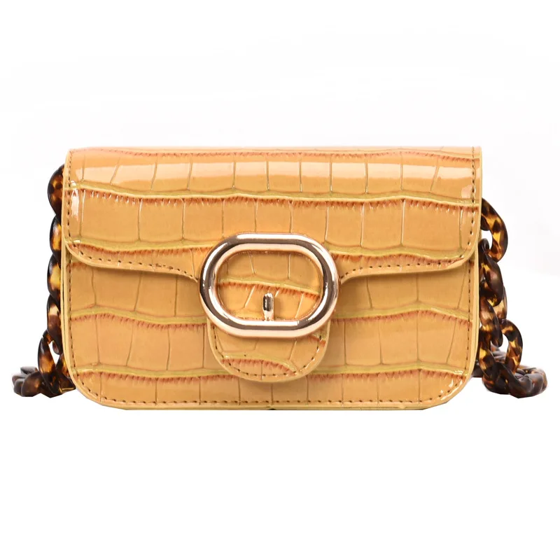 New Crocodile Chain Crossbody Bags for Women Acrylic Chain Women's Bags PU Leather Handbags Clutch Purse Bolso femenino - Цвет: Цвет: желтый