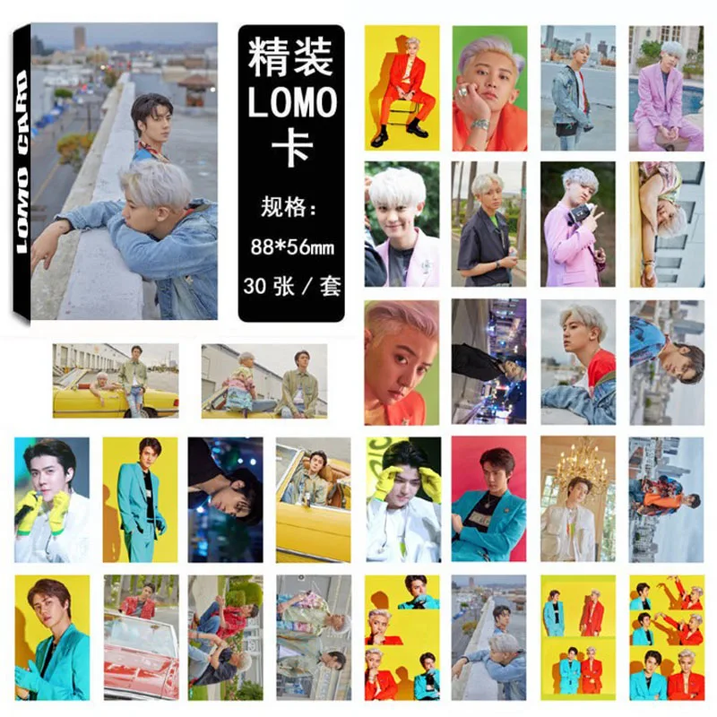 

30Sheets/Pack Hot Sale EXO SC Paper Lomo Photo Card What A Life HD Photocard Chanyeol Sehun Fans Collective Cards
