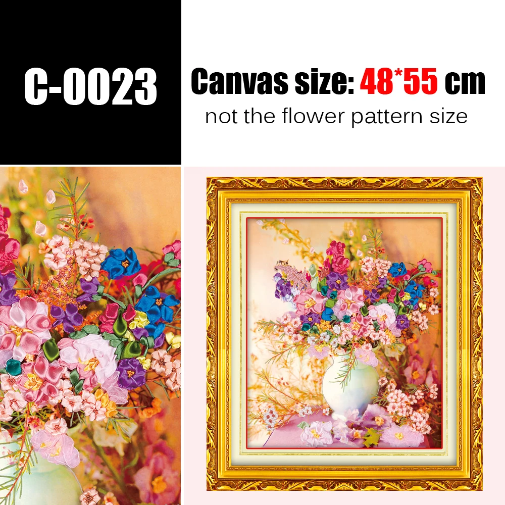 DIY 3d Ribbons Embroidery Decorative Painting Cross Stitch Kits Floral