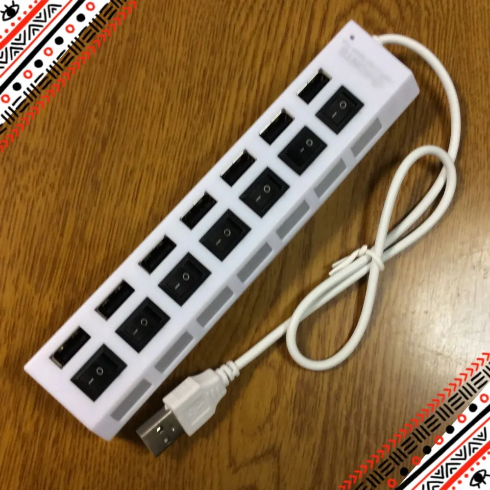 7 портов usb-хаб светодиодный USB Высокоскоростной адаптер 480 Мбит/с usb-хаб с выключателем питания для ПК, ноутбука, ПК, ноутбука с включением/выключением