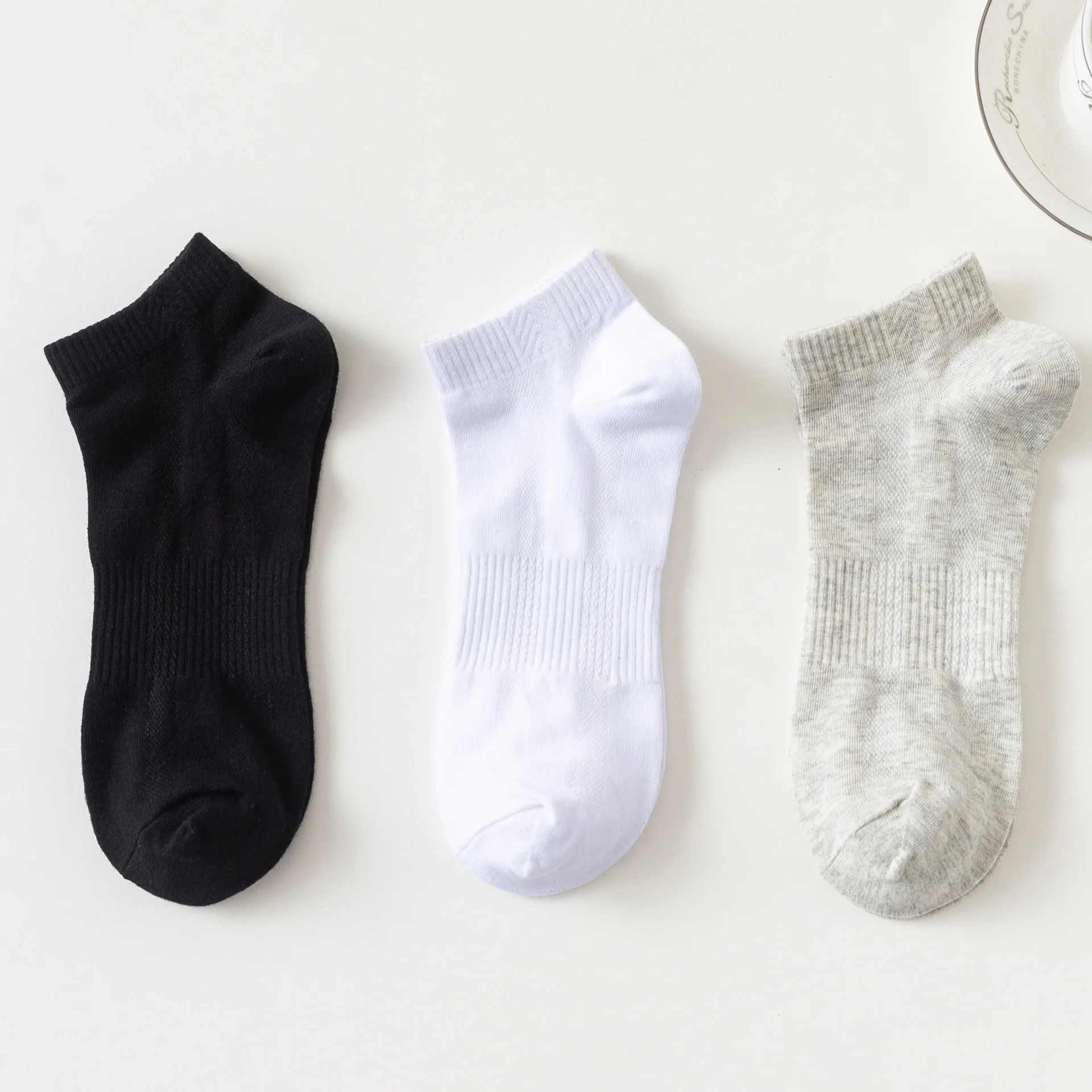 6 Pairs Spring Summer Mesh Ship Socks Men Pure Color Male Boy Waist Breathable Low Cotton Popular Durability Wholesale