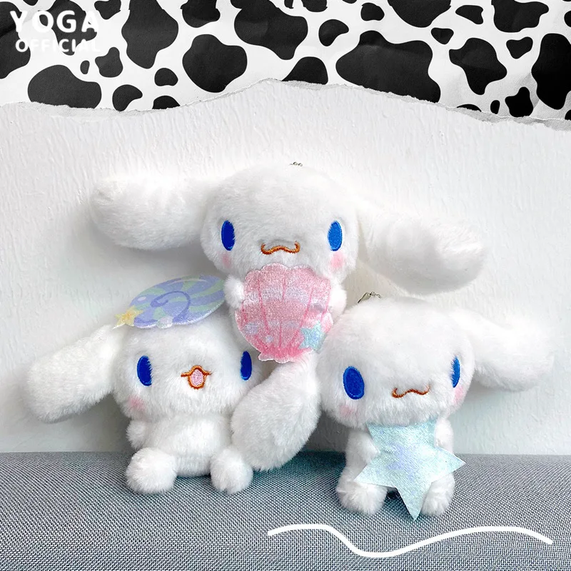 Cinnamoroll Kawaii de 10Cm para niños, juguetes de peluche 3D de doble cara con patrón de animales de dibujos animados, bolsa colgante, juguetes de peluche suaves