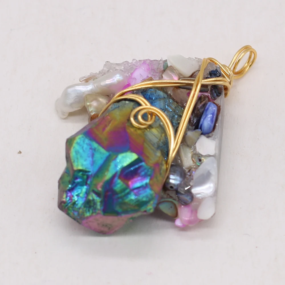

Natural Semi-precious Stone Pearl Irregular Crystal Bud Pendant Boutique Making DIY Fashion Charm Necklace Jewelry