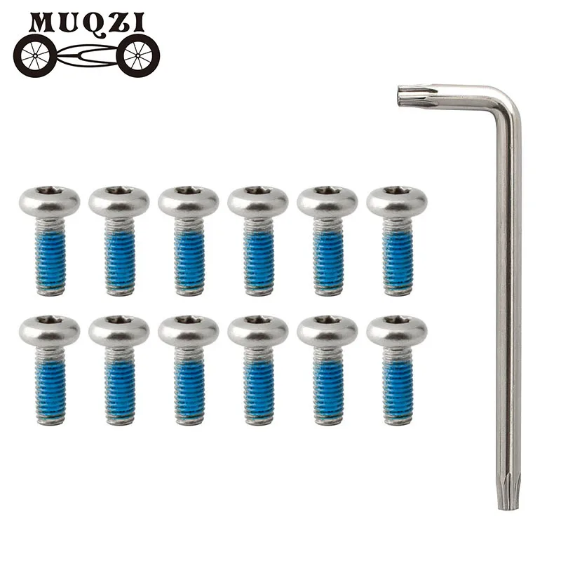 

MUQZI 12pcs MTB Road Bike T25 Brake Disc Screws M5*13.8mm Stainless Steel Lengthen Rotor Anti-loosening Fixing Bolts Bicycle