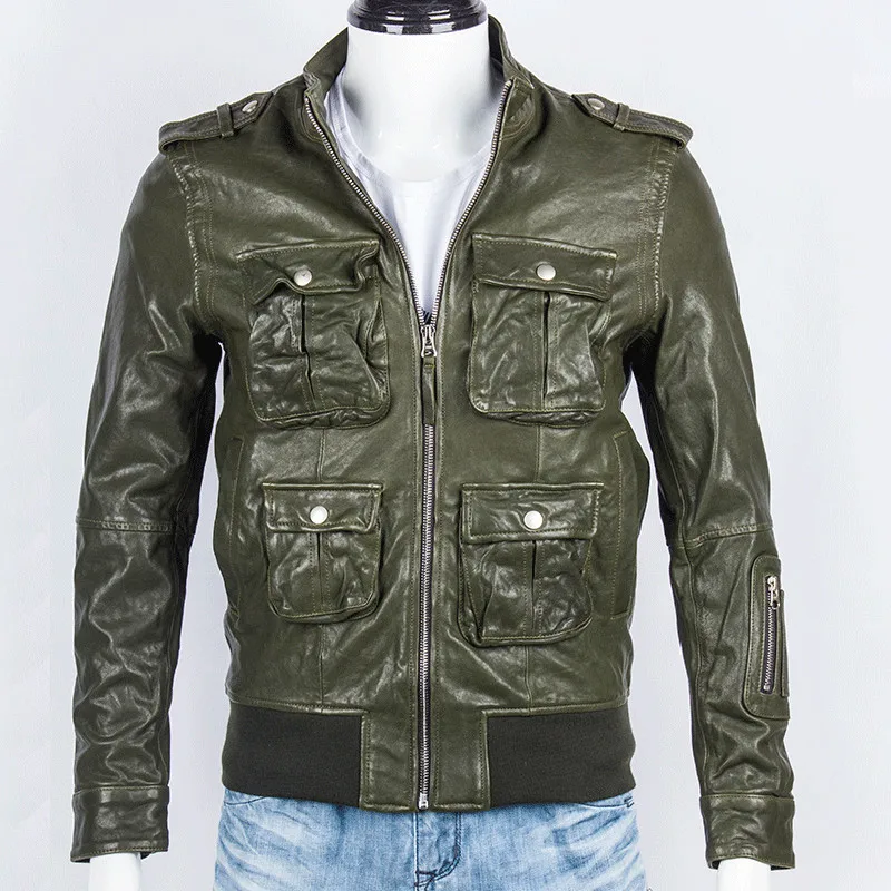 

European Style Personality Real Leather Jackets and Coat For Mans Biker Man's Genuine Leather Bomber Jackets Plus Size XXXL