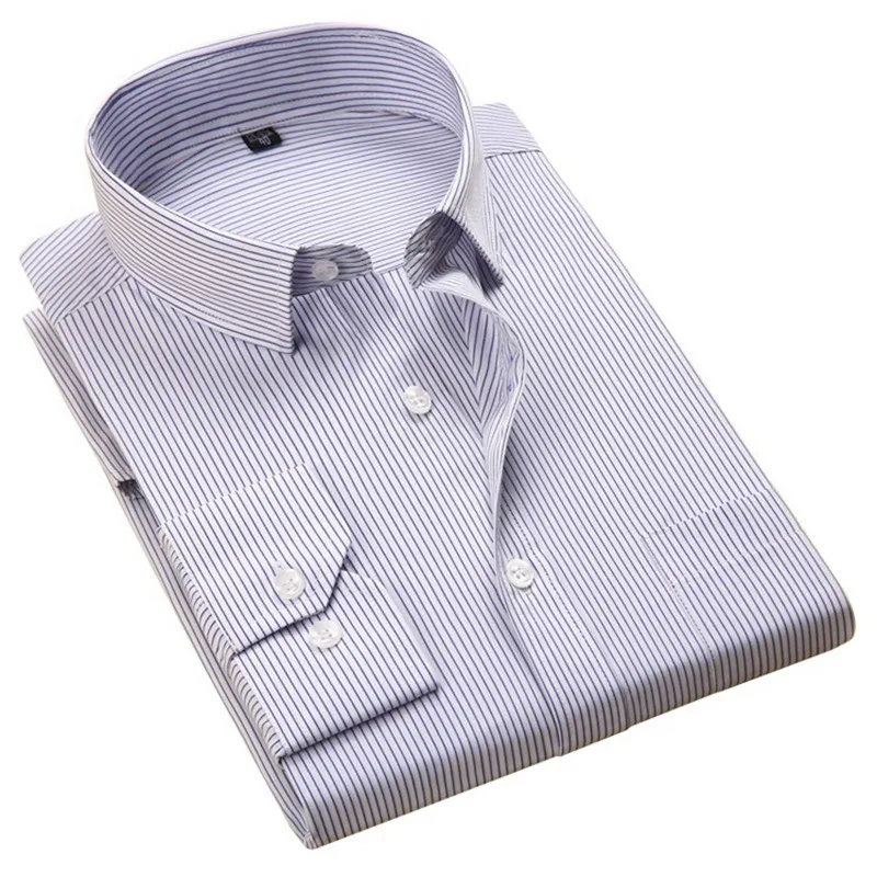 autumn classic striped office shirts men business shirts long sleeve office husband gift oversize shirt plus size 9XL 10XL 12XL