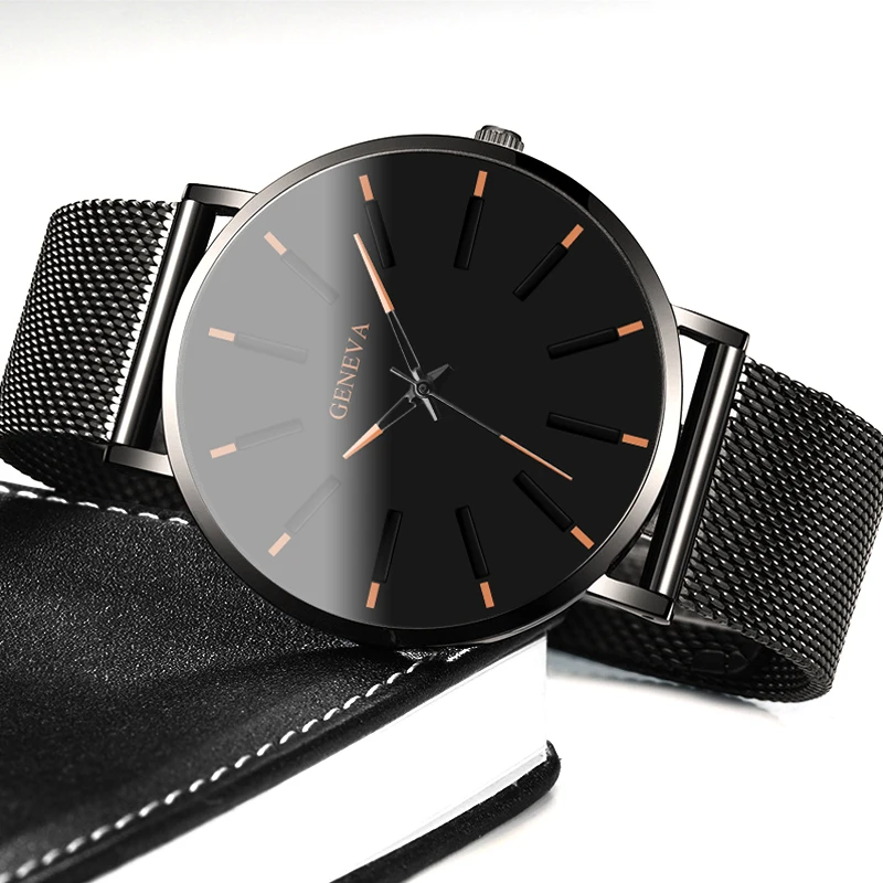 Мужские часы, ультра-тонкие деловые мужские часы, кварцевые часы из нержавеющей стали, простые наручные часы, мужские часы