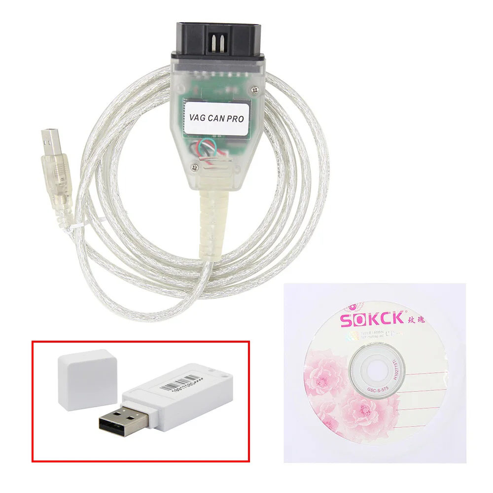 VAG CAN PRO VCP 5.5.1 FTDI CAN BUS UDS K-line VCP Pro OBD OBD2 автомобильный диагностический инструмент авто кабель сканера K линия для VAG PRO PK ODIS - Цвет: With Dongle