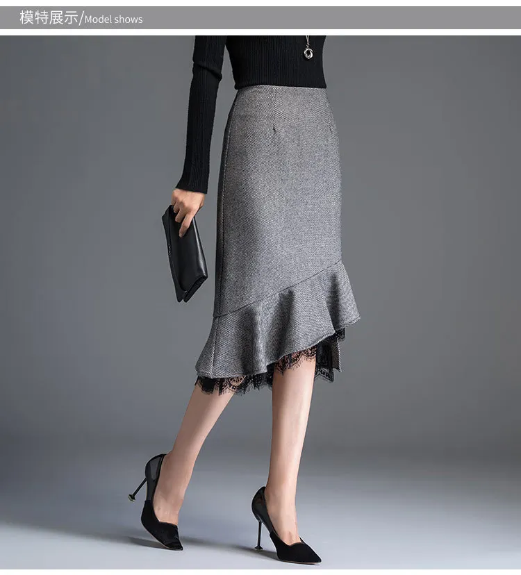 Autumn New Style WOMEN'S Dress Korean-style Irregular Lace Fishtail Skirt Manufacturers Q10219