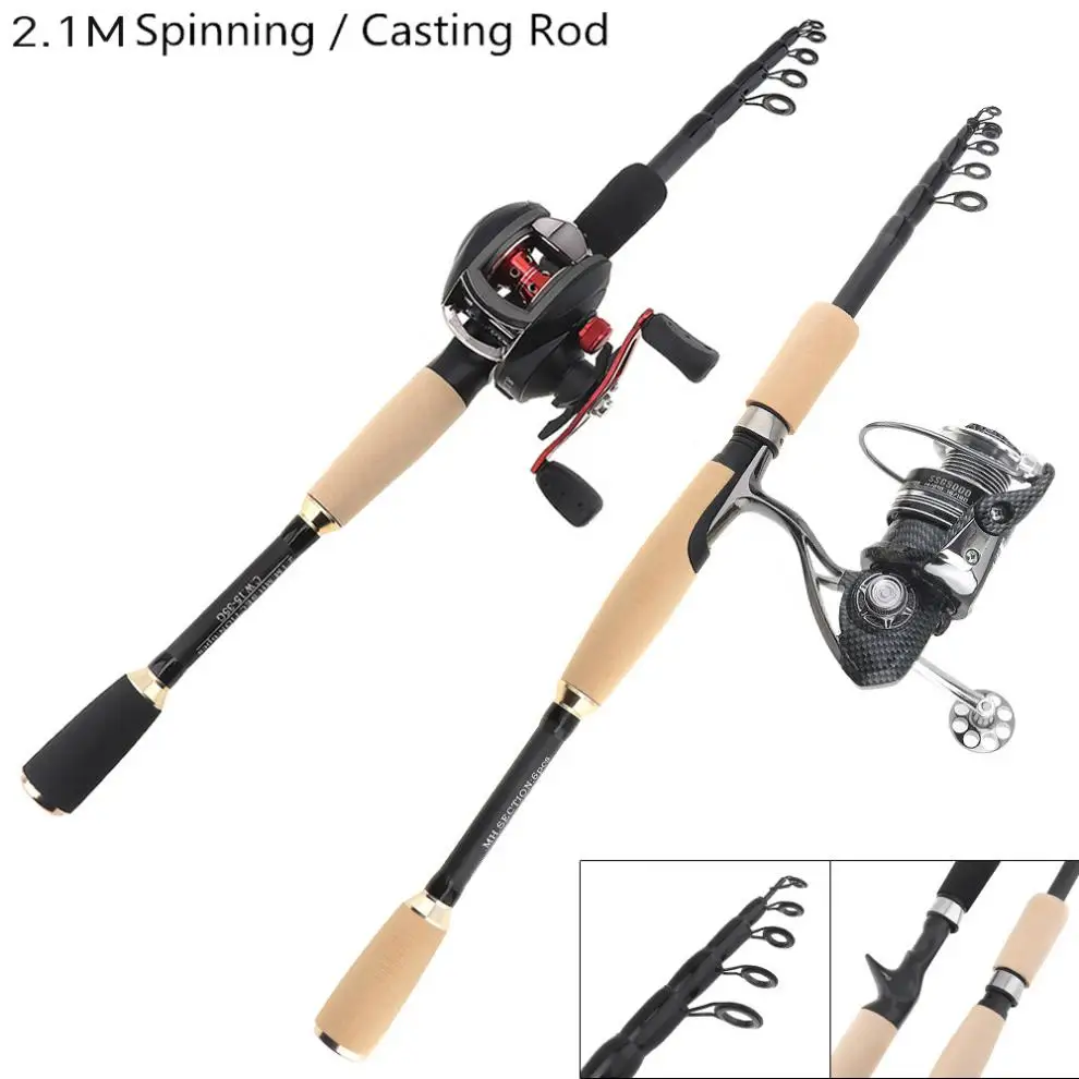 

High Quality Durable Carbon Fiber Lure Fishing Rods Ultra Light Spinning / Casting Fishing Pole 2.1m 6 Section