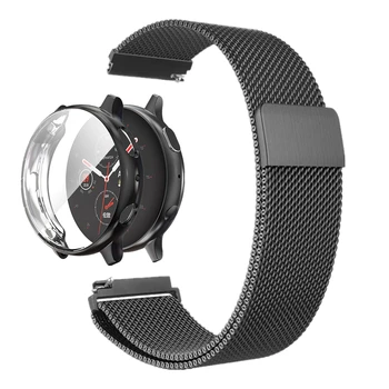 

for Samsung Galaxy Watch Active 2 40mm 44mm band TPU Case Stainless Steel Mesh Loop Strap for Active2 Screen Protector Bracelet