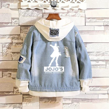 

JOJO's Bizarre Adventure Golden Wind Cosplay Costume hoodie Men Women Jeans Coat denim Jacket casual loose hooded sweater Jacket