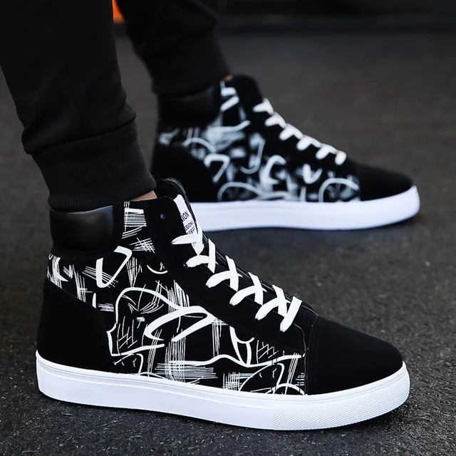 US $12.33 Shoes New Men Casual Shoes High Top Sneakers Men Vulcanized Shoes Platform Sneakers Quality Men's S