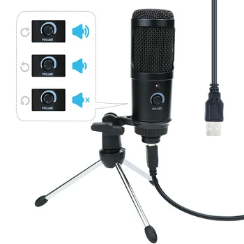 Micrófono USB de metal, micrófono de condensador para PC, micrófono de estudio de grabación de voces, para video de YouTube, Skype, juego de chat, podcast 1