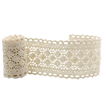 

5yards Beige Handmade Toughness Hometexile Embellishment Decoration DIY Lace Trims Lightweight Apparel Accessories Ribbon Cotton