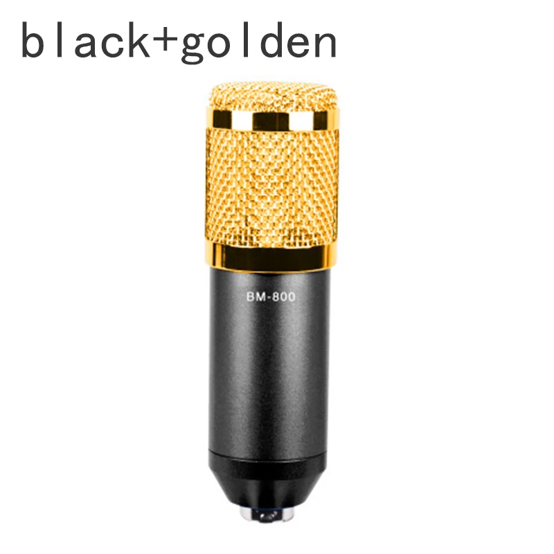 black golden Профессиональный динамический конденсаторный проводной микрофон Микрофон Звук студия для Караоке Пение Запись KTV с амортизатором - Цвет: black golden
