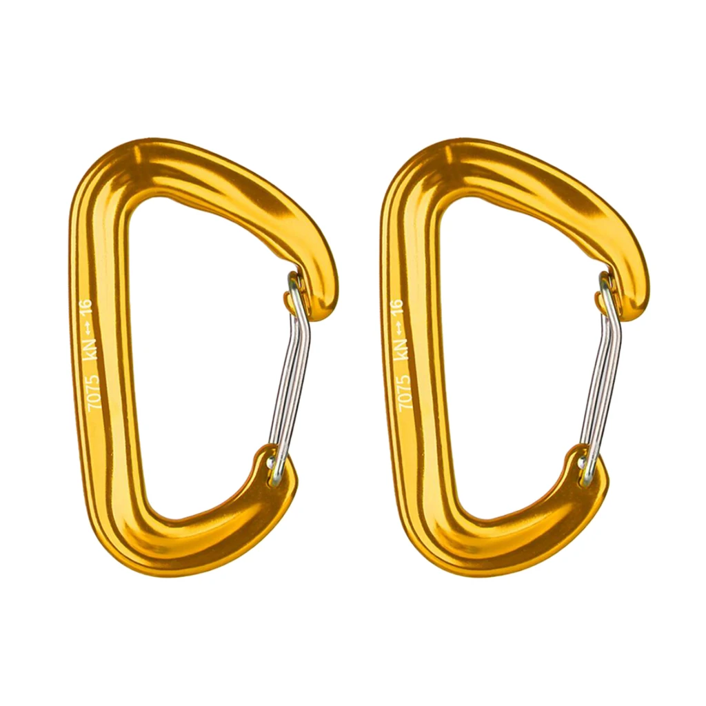 2 Pcs D Shape Carabiner Clip Key  Holder Chain Cable Camping Hiking Hook