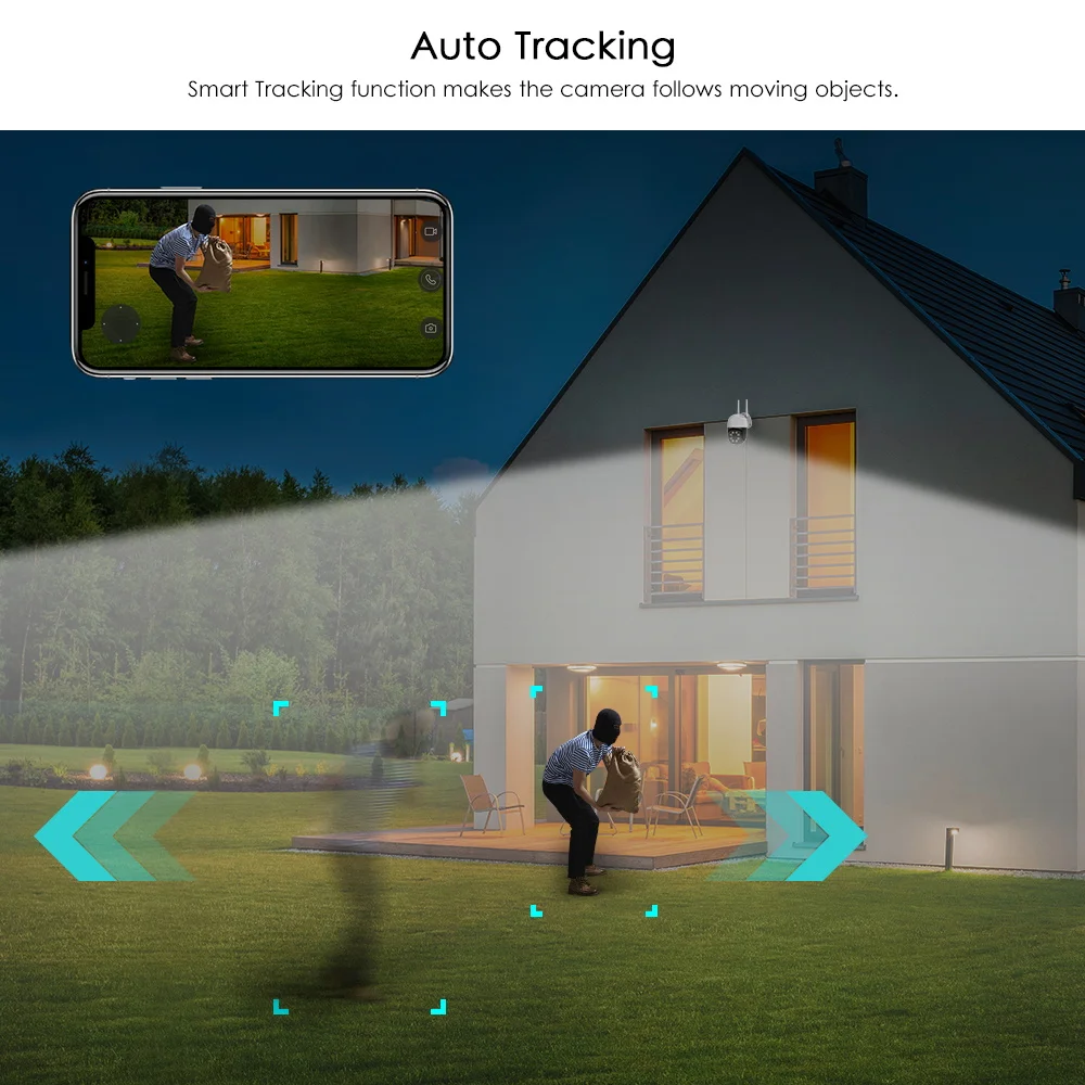 4K 8MP PTZ Outdoor WiFi IP Camera 1080P H.265  Wireless 5X Digital Zoom Auto Tracking Night Vision Surveillance Security Camera