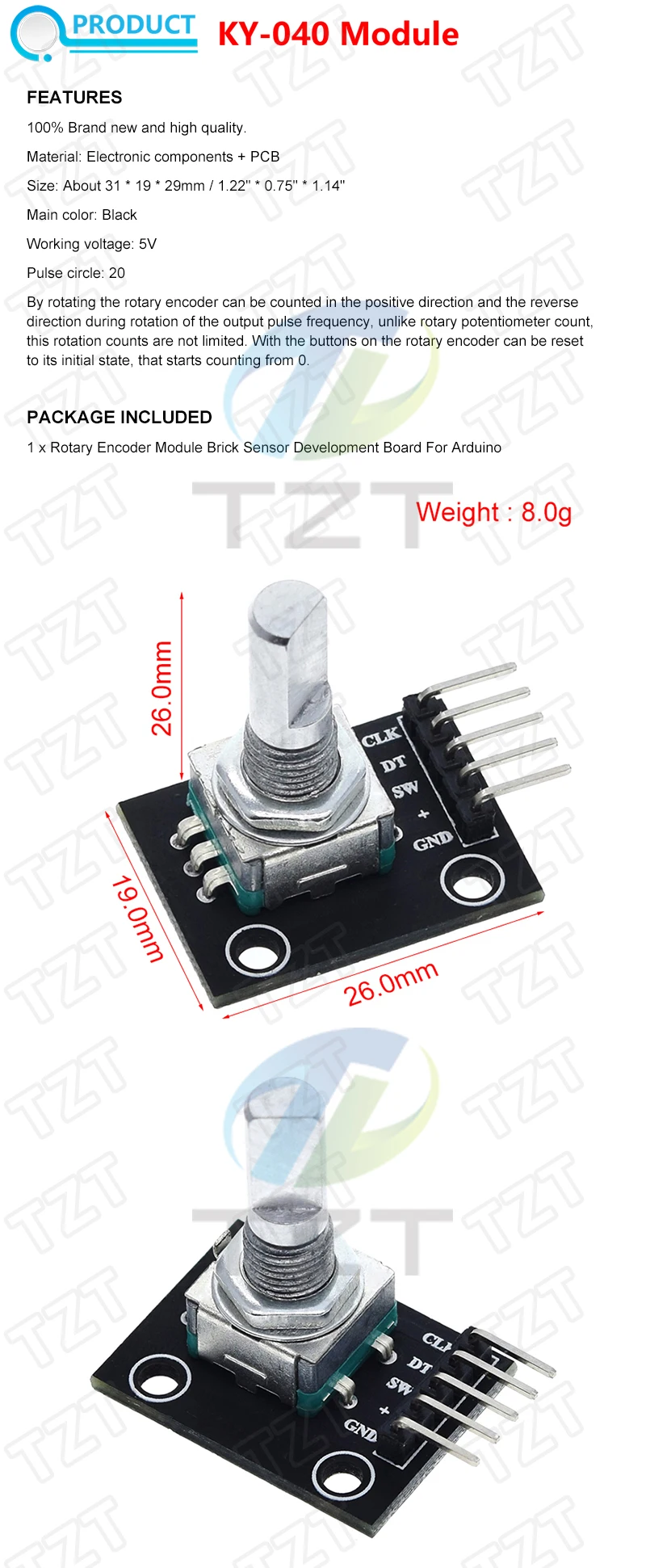 1/5PCS 360 Grad Drehgeber Modul Für Arduino Ziegel Sensor Schalter Entwicklung Board KY-040 Mit Pins – Detail 1