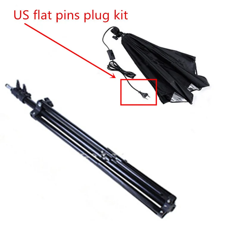 US flat pins Jadkinsta светильник для фотосъемки комплект 2 м студийный светильник штатив+ 50x70 см фото студия софтбокс светильник палатка с E27 лампочка держатель - Цвет: US flat pins