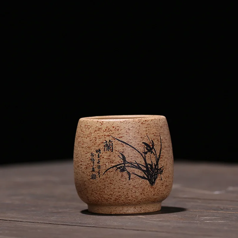 Raw Ore Segment Mud Merlin Bamboo And Chrysanthemum Small Glass Teacup Wholesale Manufacturers Direct Selling Kung Fu Tea Set Ac