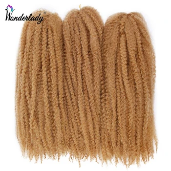 WonderLady miękkie Afro perwersyjne włosy syntetyczne do warkoczy rozszerzenia Ombre Marley warkocz włosy szydełkowe warkocze 18 Cal 100g puszyste luzem tanie i dobre opinie Włókno odporne na wysoką temperaturę CN (pochodzenie) 24 nici opakowanie ROZJAŚNIONE About 100 +-5 gram piece 4-6 packs can make a head