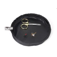 Fly Tying Trash Tray Waste Basket Fly Tying Vise Trash Holder Bag Tying Tools Nylon Storage Bag Fishing Tackle Accessories Black