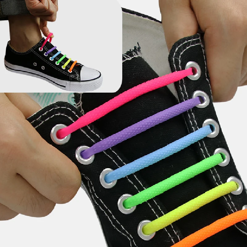 16pcs Elastic Silicone Shoelaces No Tie Shoelace Unisex Athletic Running Lazy Shoe Lace Men Women Sport Casual Sneakers Shoelace