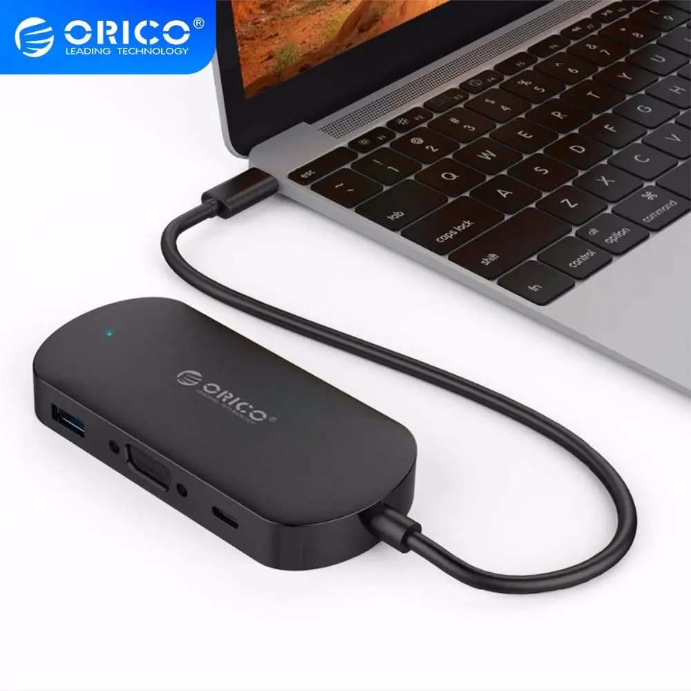 Концентратор USB C ORICO разветвитель адаптера VGA Type USB3.0 PD 4k 1080P для MacBook Samsung Galaxy