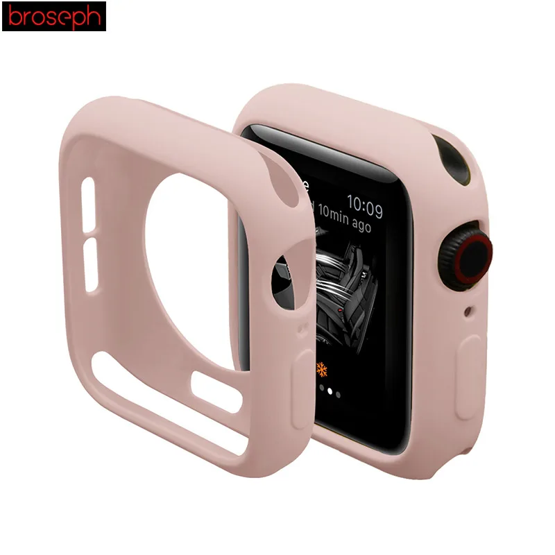 Pink Защитный чехол карамельного цвета для Apple Watch 4 Band 44 мм 40 мм мягкий, из ТПУ, защитный чехол-рамка для iwatch Series 4 - Цвет: Pink