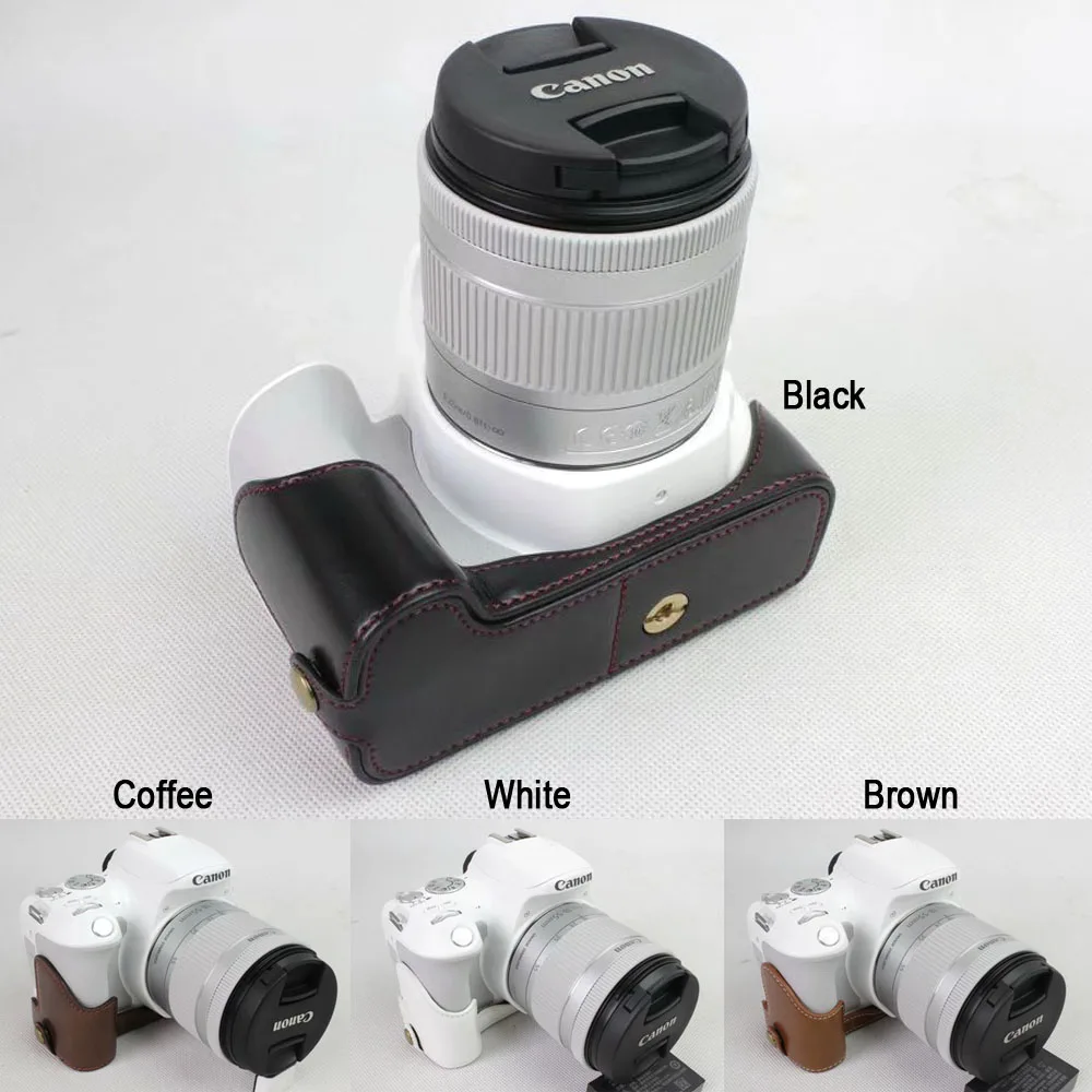 Leather Protect Half Case Pu Grip For Canon Eos 200d 250d Rebel Sl2 Sl3