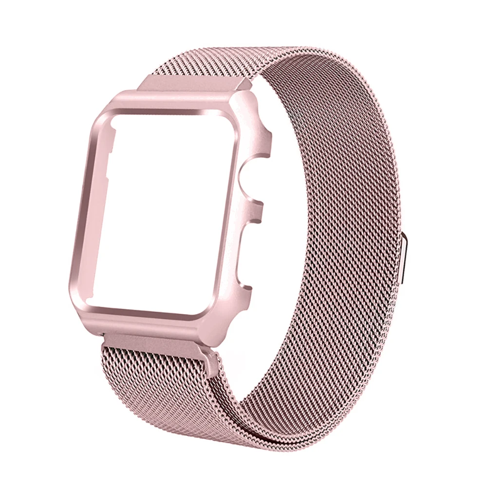 

Milan Case Strap for Apple iPhone Watch strap 38 42 mm Band Stainless Steel Metal Bands Shockproof Magnetic for iWatch